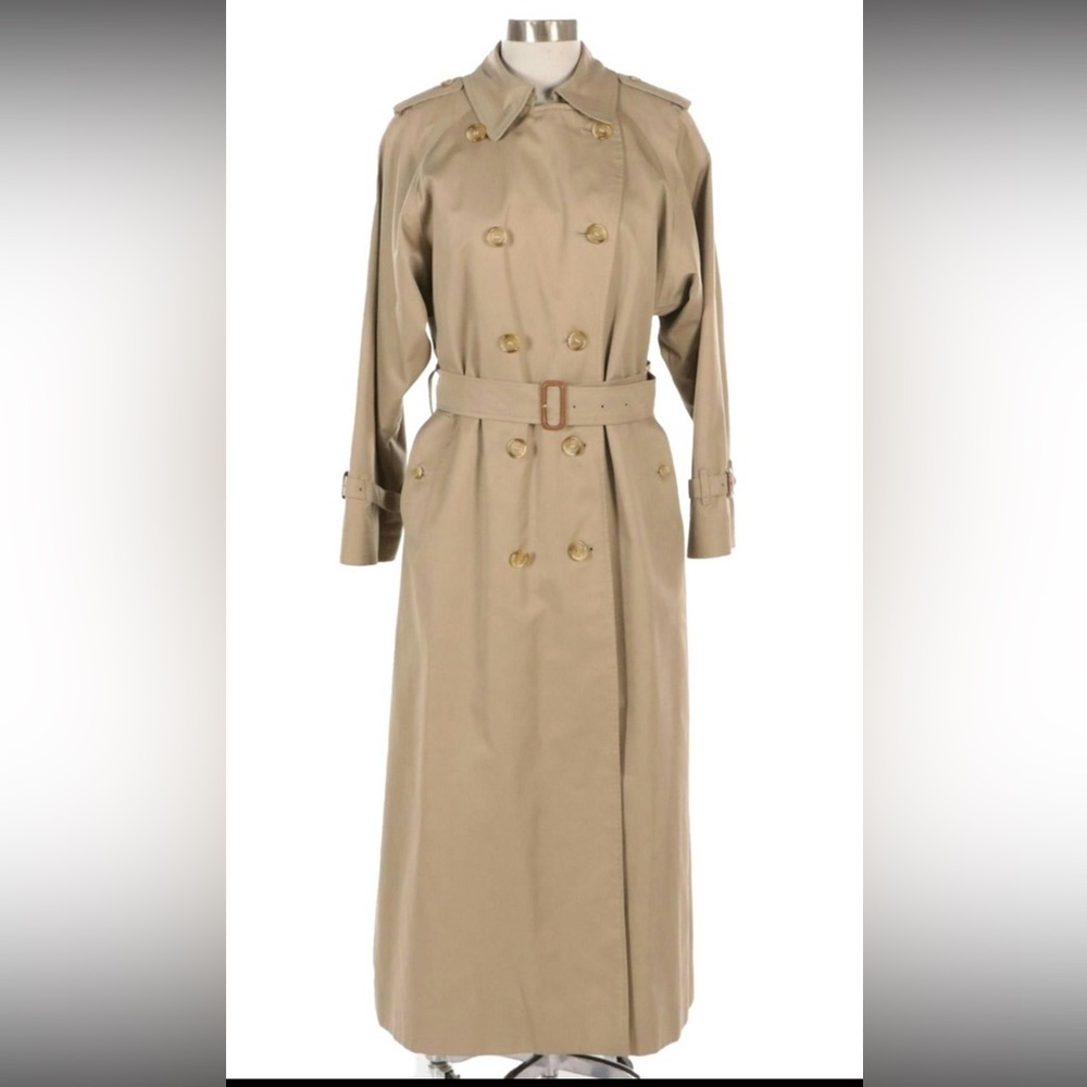 Burberry Double-Breasted Gabardine Trench Coat with house check wool liner